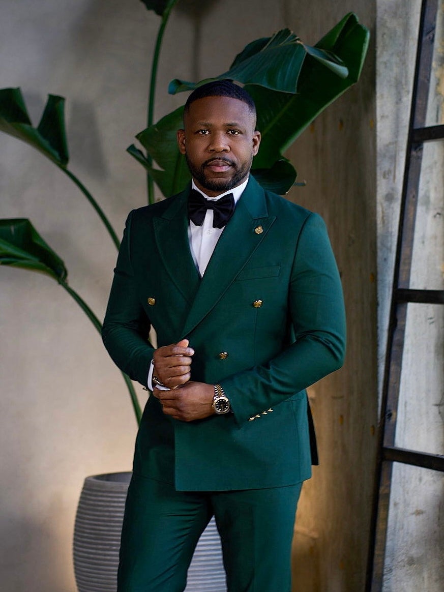 green dress suit Forest Green Three Piece Suit, 46L/40W (slim) by Alain Dupetit