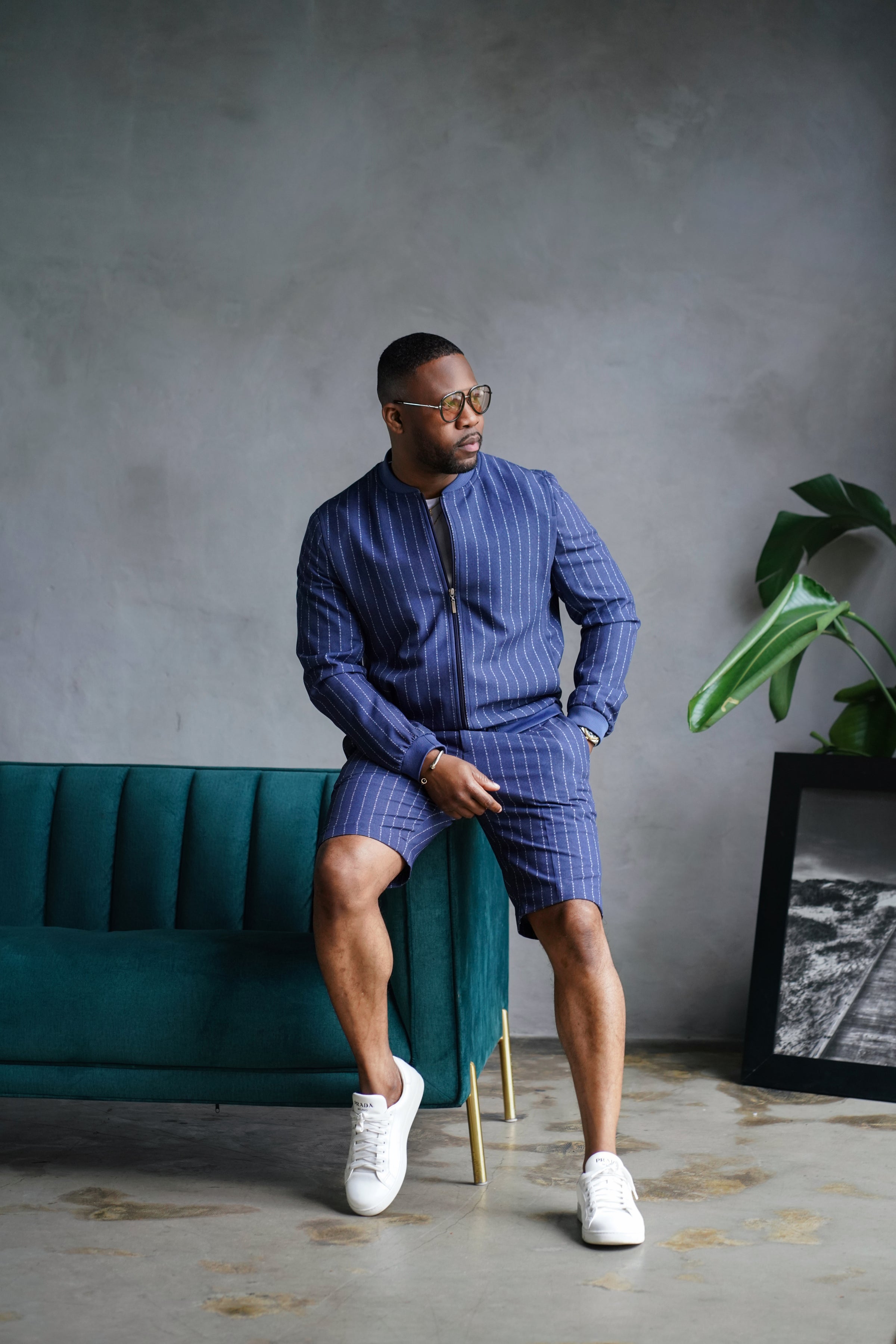 NEW RML Signature Blue White Pinstripe Bomber Set | Richmenlooks