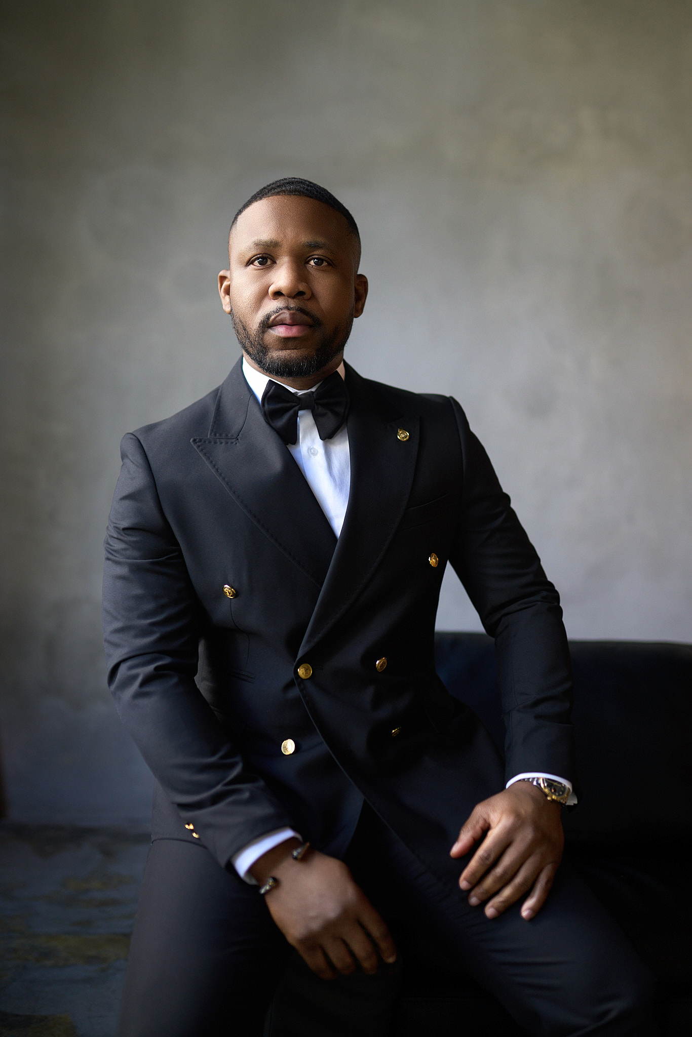 Groomsmen Suit Black Tux With Gold Bow Tie Rose Gold And Black