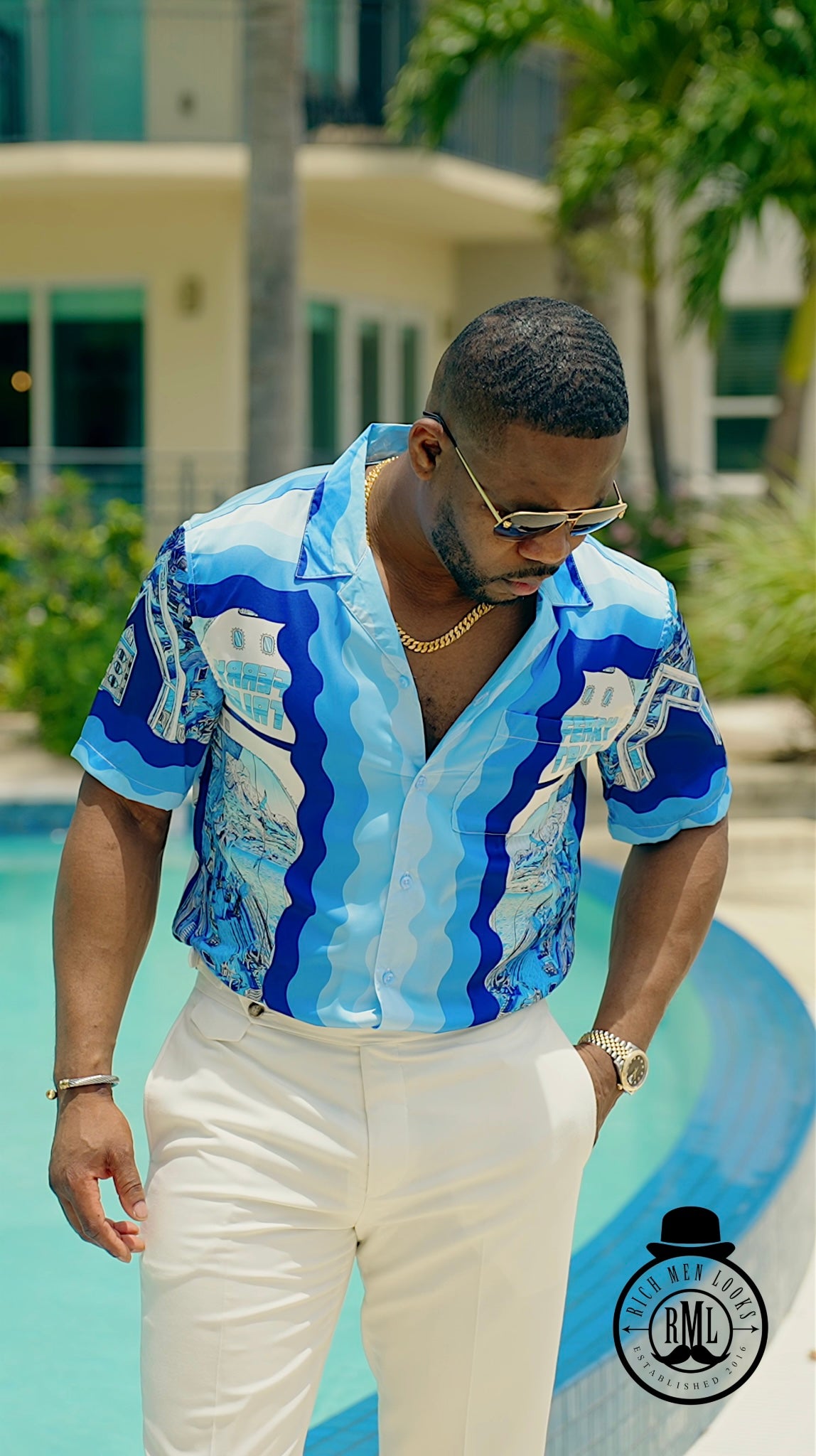 FINAL SALE: RML Blue Ocean Cruise Satin Shirt | Richmenlooks