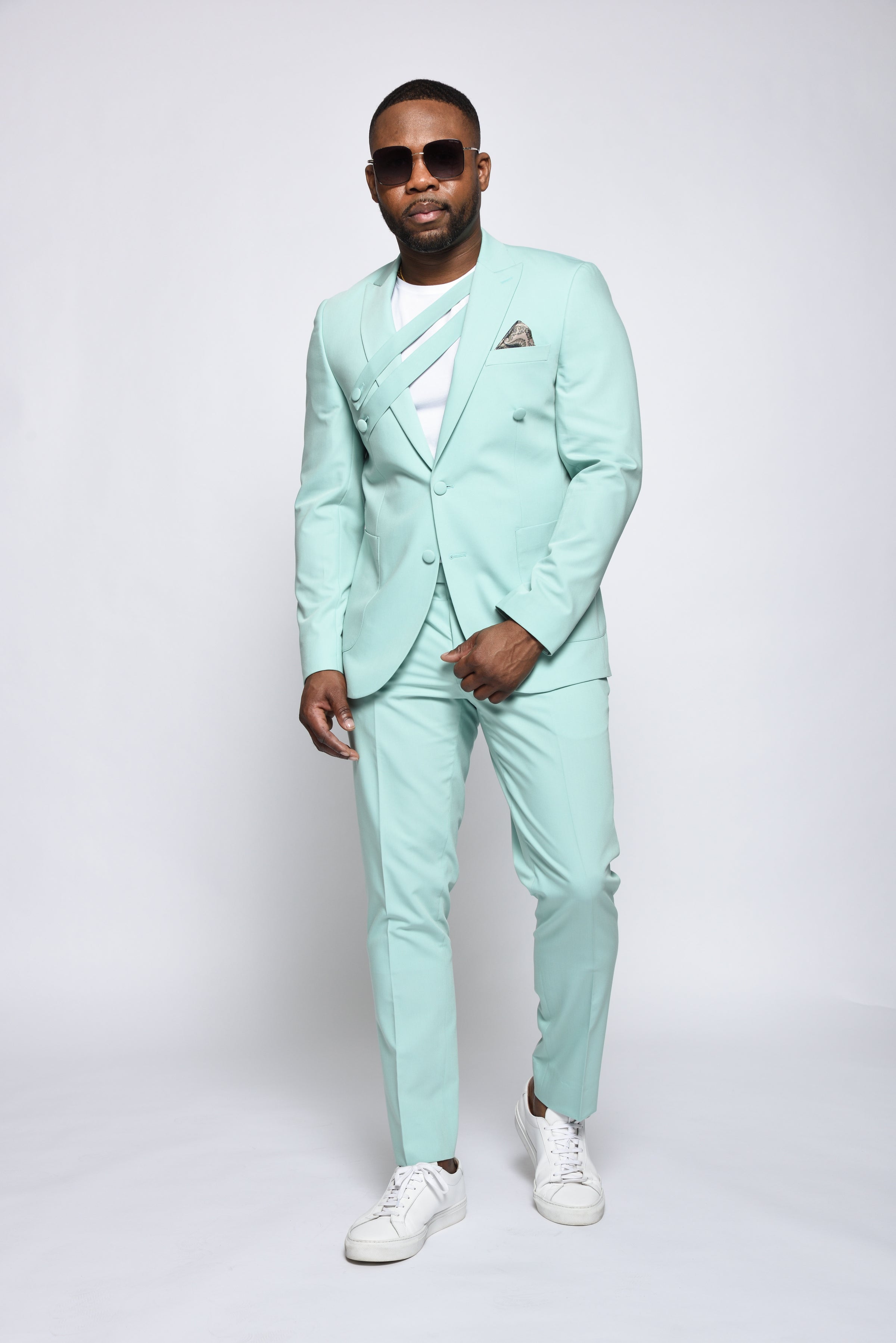 mint green dress shirt with tie Men's Apple Green Satin Dress Shirt with Tie & Handkerchief 15.5 34/35 / Apple Green main image 0