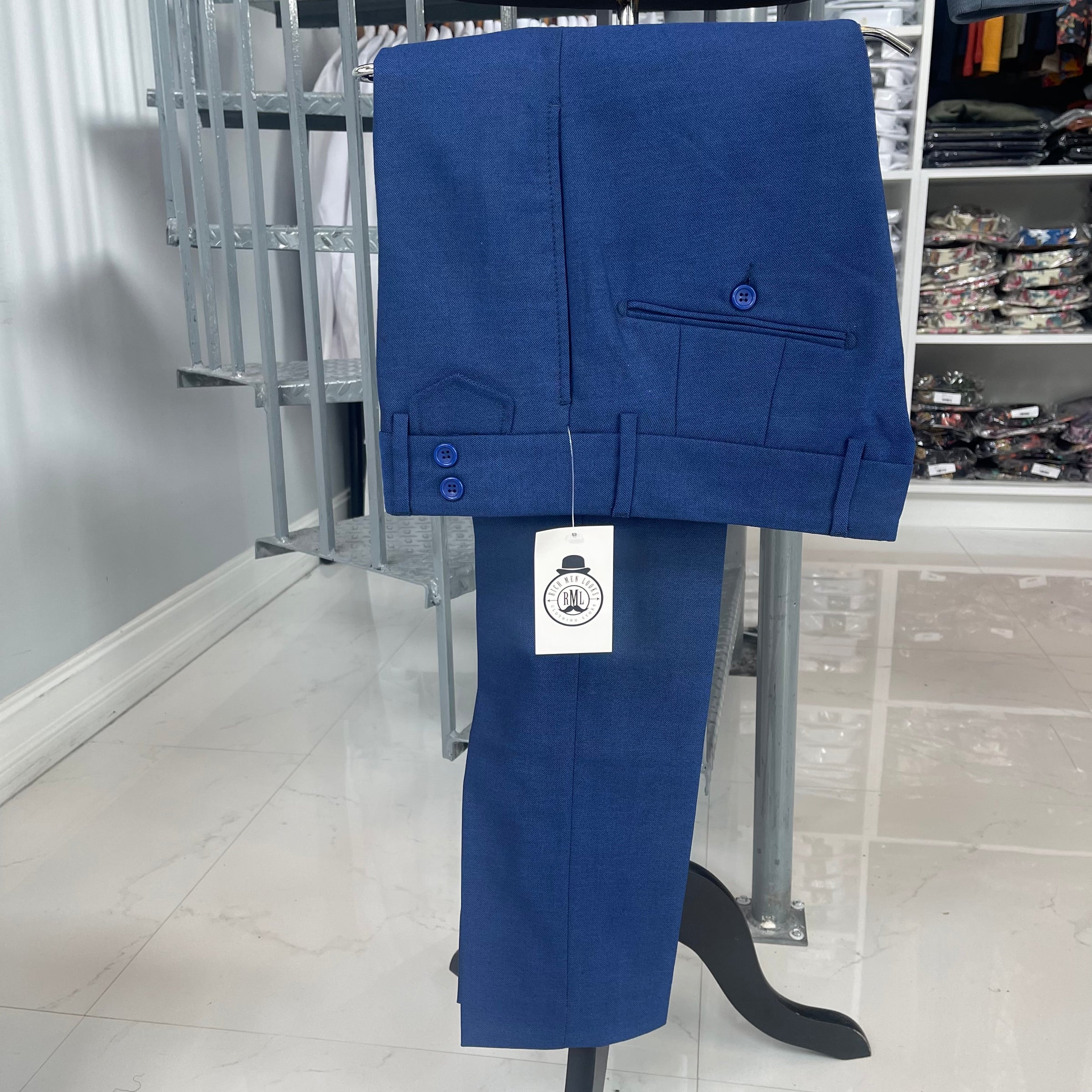 royal blue dress pants Mens Classic Fit Solid Royal Blue Flat Front Wool Dress Pants, 32