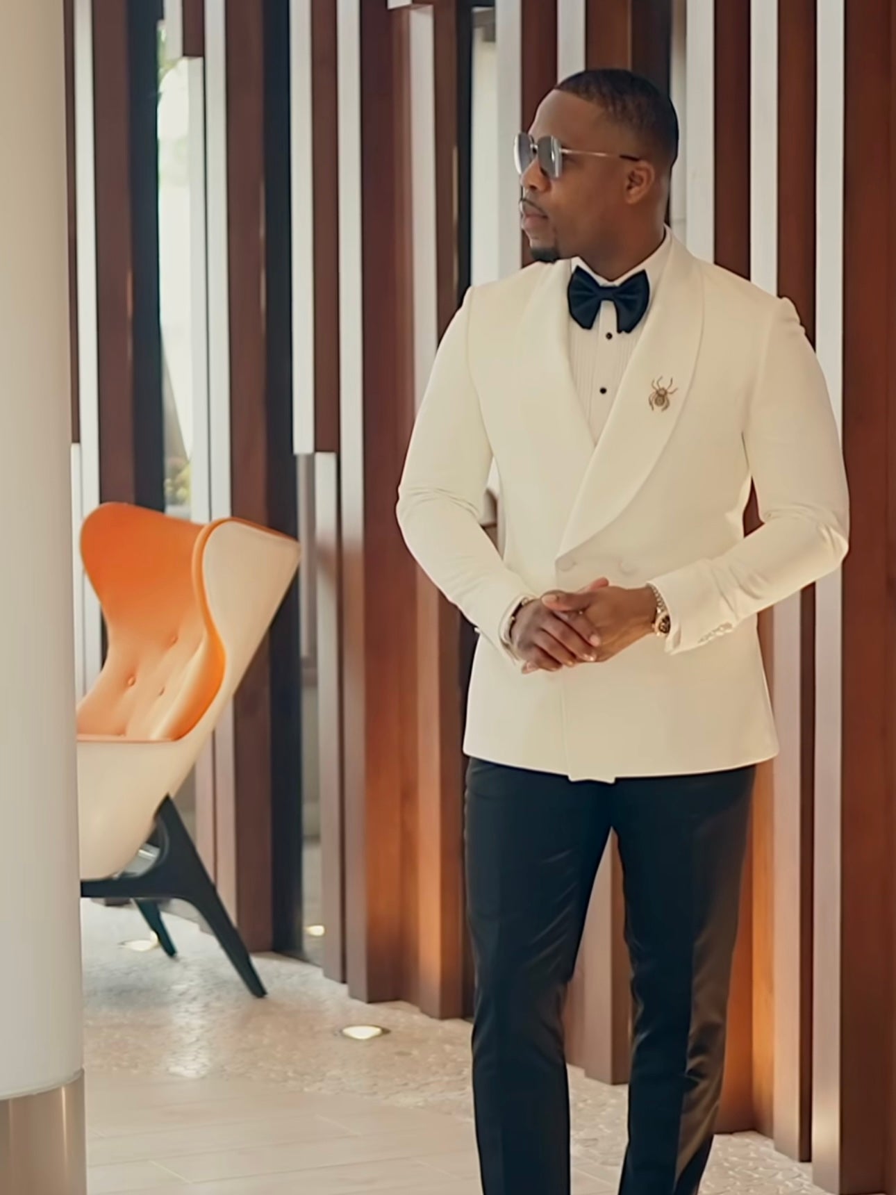 RML Ivory Off-White Black Double Breasted Shawl Tuxedo - Main Image