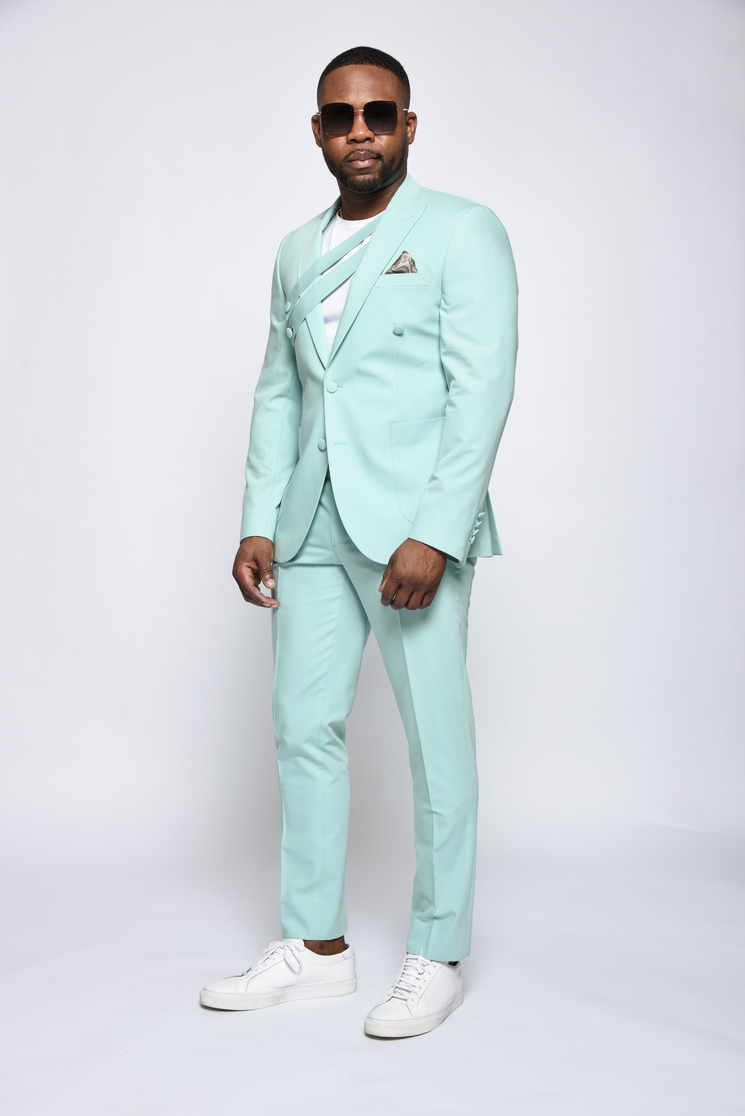 green emerald velvet dress Mint Green Satin Tuxedo Suit for Men – Classic Fit, 3-Piece Set with Bow Tie  – HolloMen main image 0