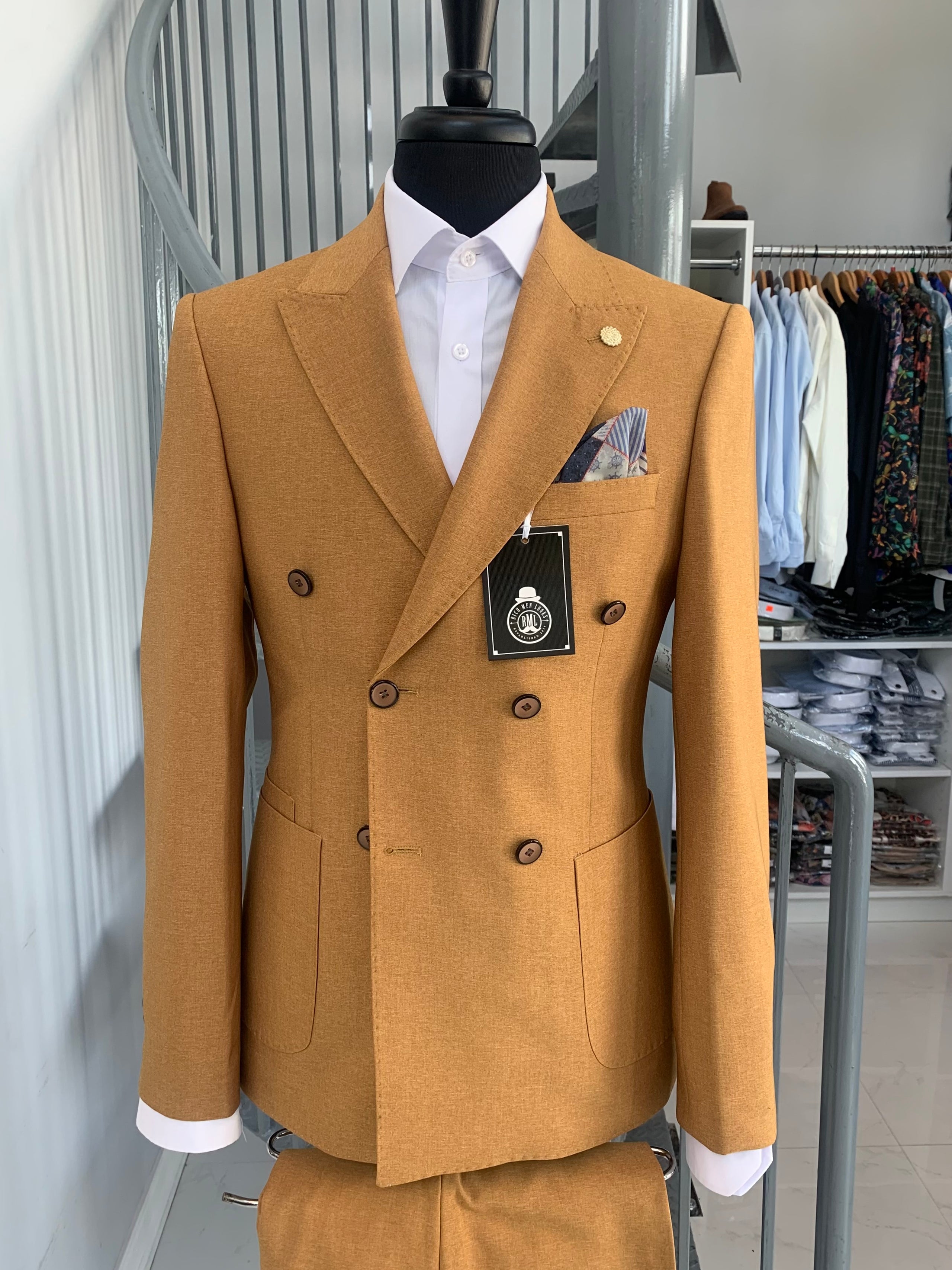 RML Mustard Yellow Double Breasted 2PSuit Richmenlooks