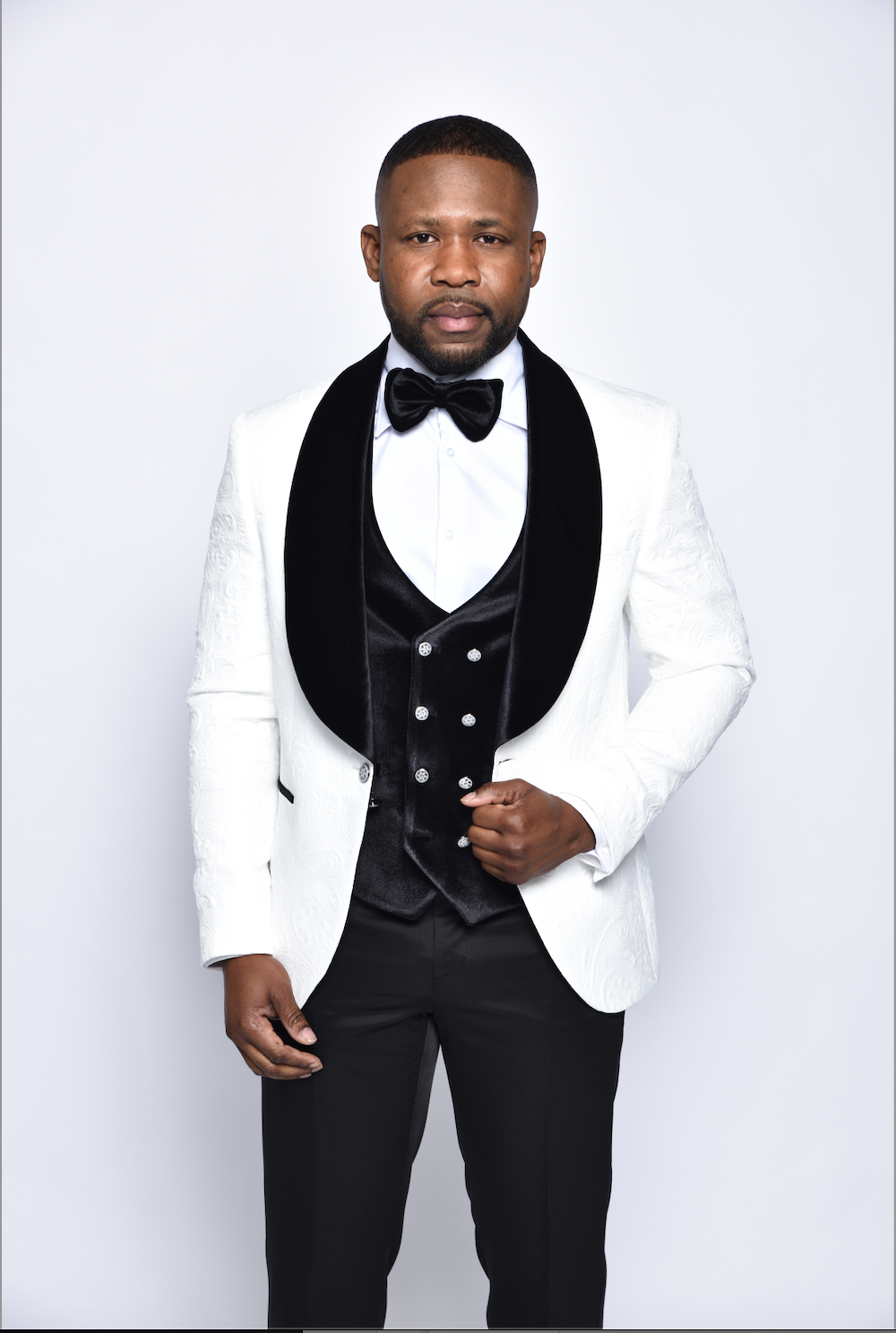 RML Rich Ivory Black Velvet Tuxedo Richmenlooks