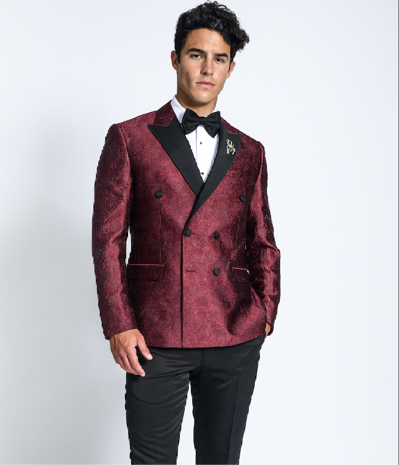 Burgundy double cheap breasted suit